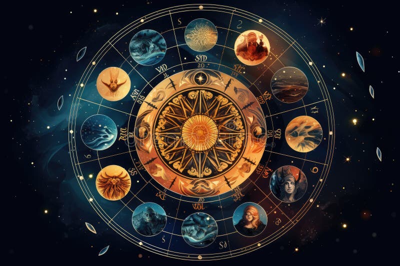 Abstract Background Astrology Concept Horoscope with Zodiac Signs ...
