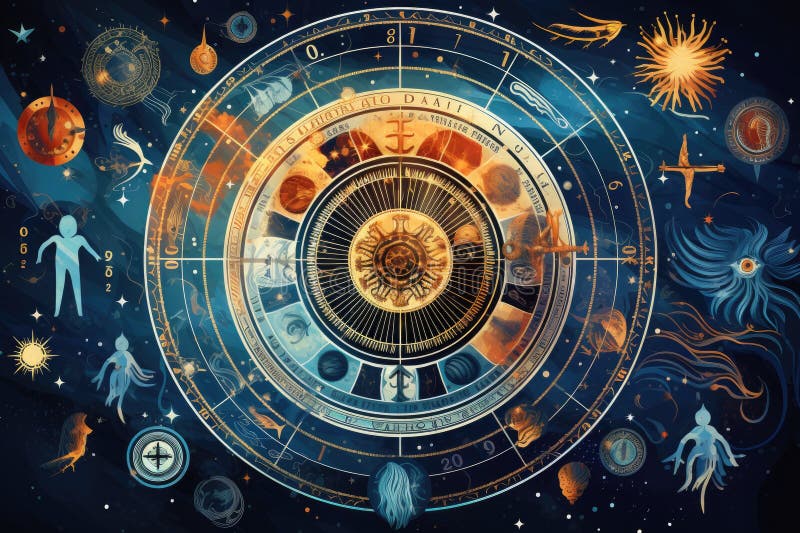 Abstract Background Astrology Concept Horoscope with Zodiac Signs ...