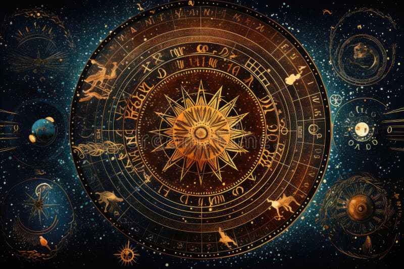 Abstract Background Astrology Concept Horoscope with Zodiac Signs ...