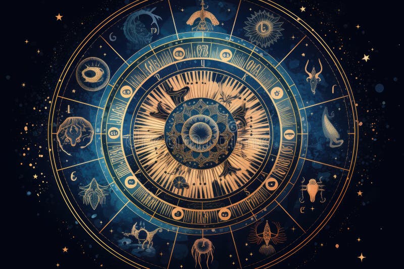 Abstract Background Astrology Concept Horoscope with Zodiac Signs ...