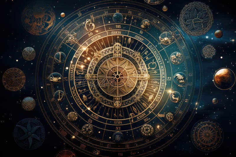 Abstract Background Astrology Concept Horoscope with Zodiac Signs ...