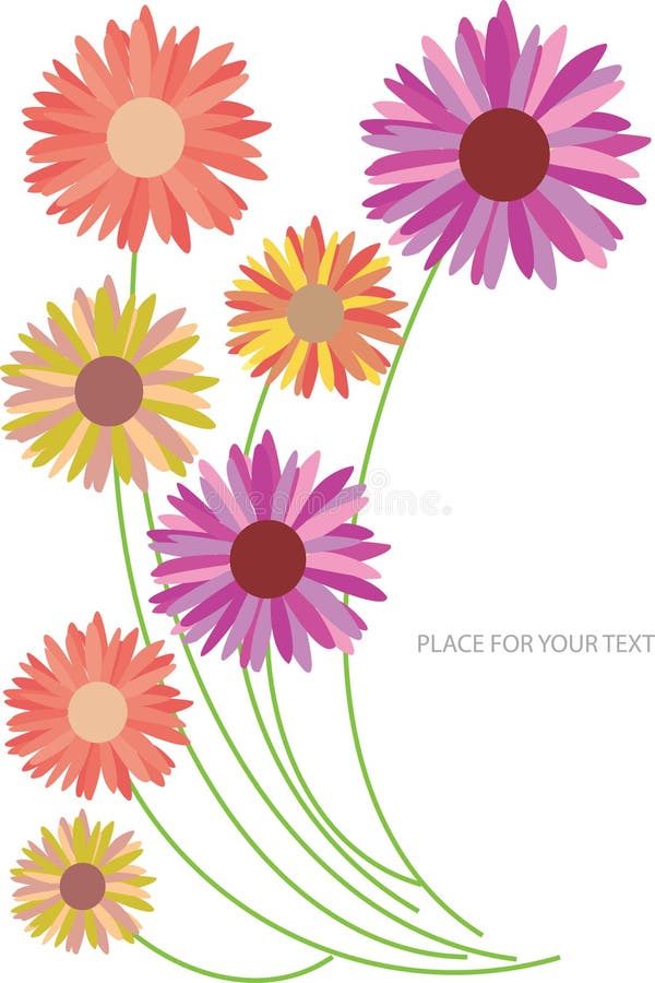 Abstract backgroun with color flower silhoues