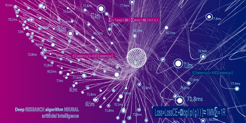 Abstract background algorithms big data vector presentations. Deep research algorithm neural artificial intelligence royalty free illustration.