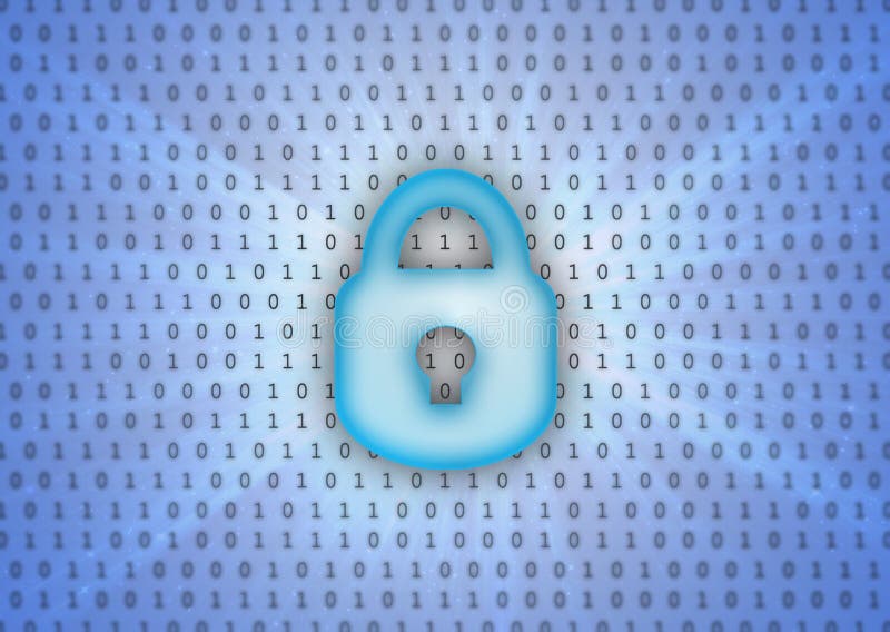 Abstract background, binary code and lock icon vector illustration