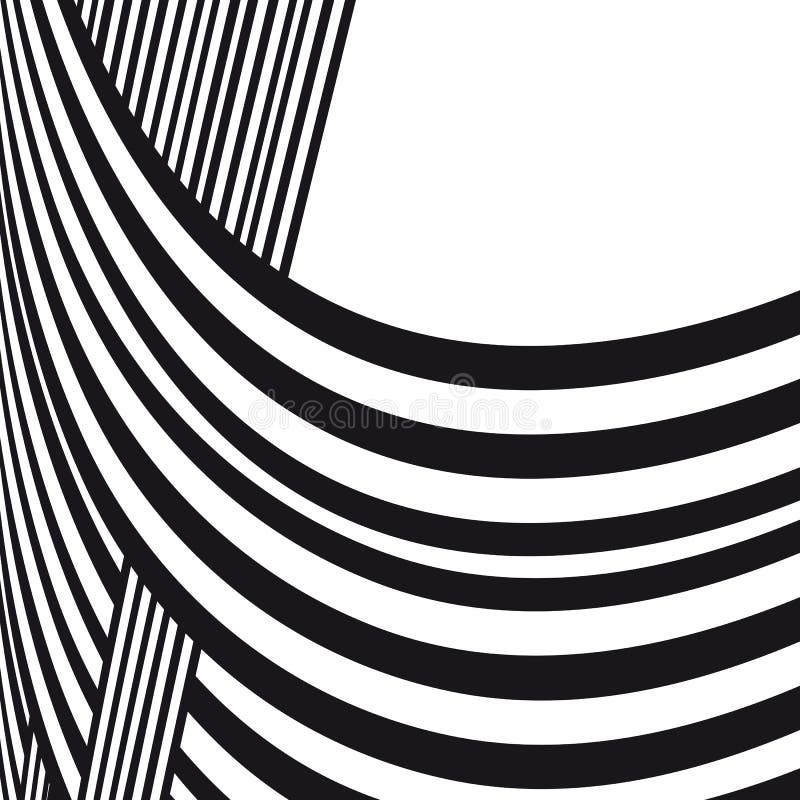 Abstract Background. Black and White Curve Lines with Frame for Message