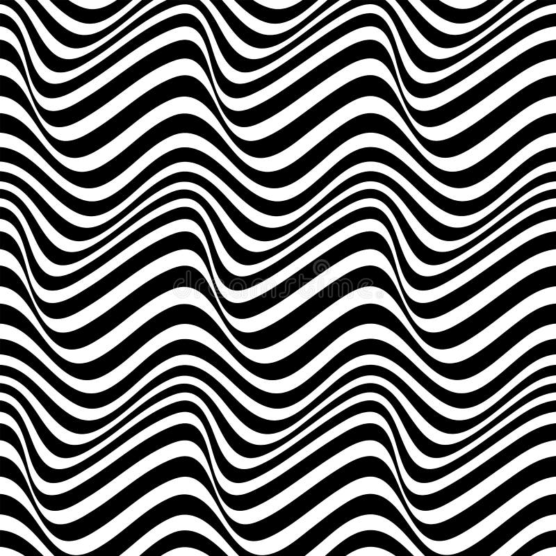 Abstract Background In Black And White With Wavy Lines Pattern Stock
