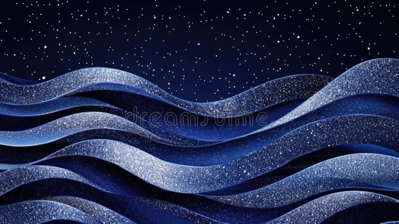 Abstrakter Hintergrund mit blauen Wellen und glänzender Glanz stock abbildung