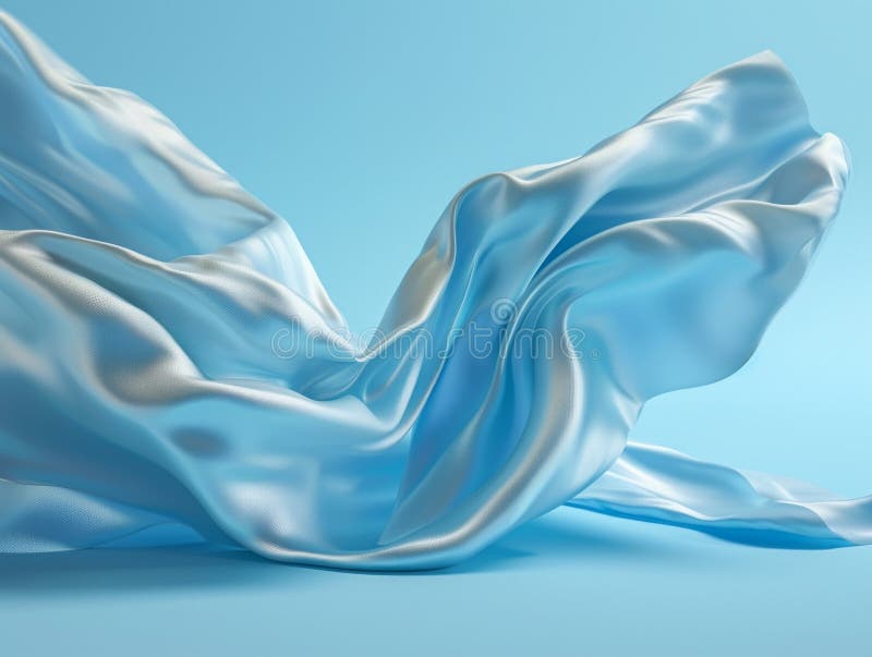 Abstract Background of Blue Wavy Silk or Satin. 3d Rendering Image