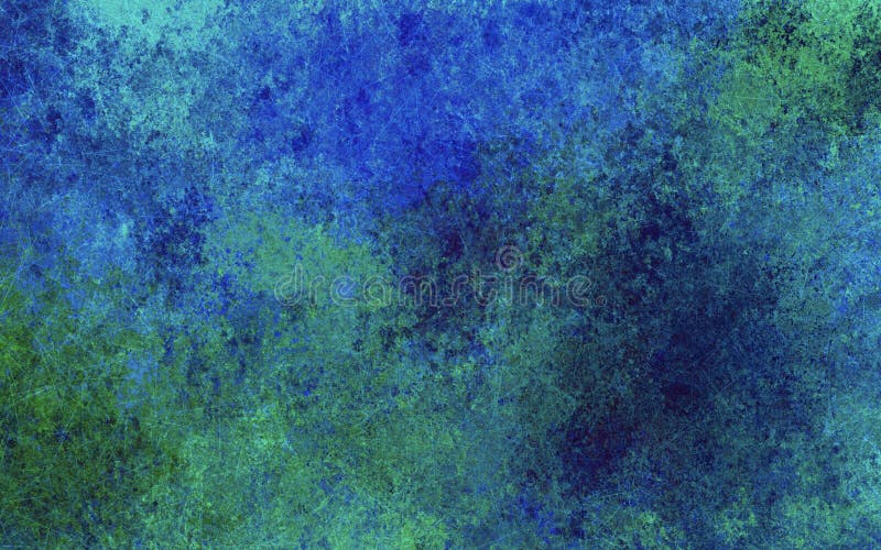 Blue turquoise black olive green antique old abstract background with blur, gradient and watercolor texture. stock illustration.