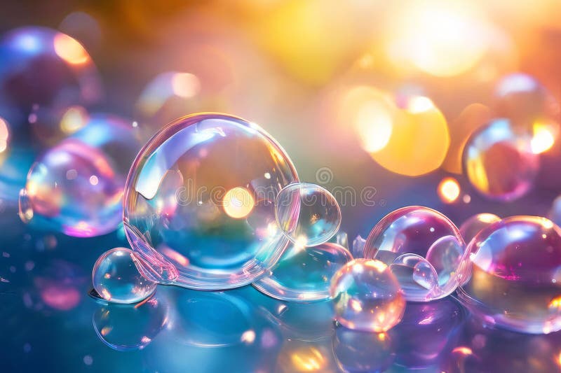 Abstract background of bubbles with a bright and colorful bokeh effect. royalty free stock photography