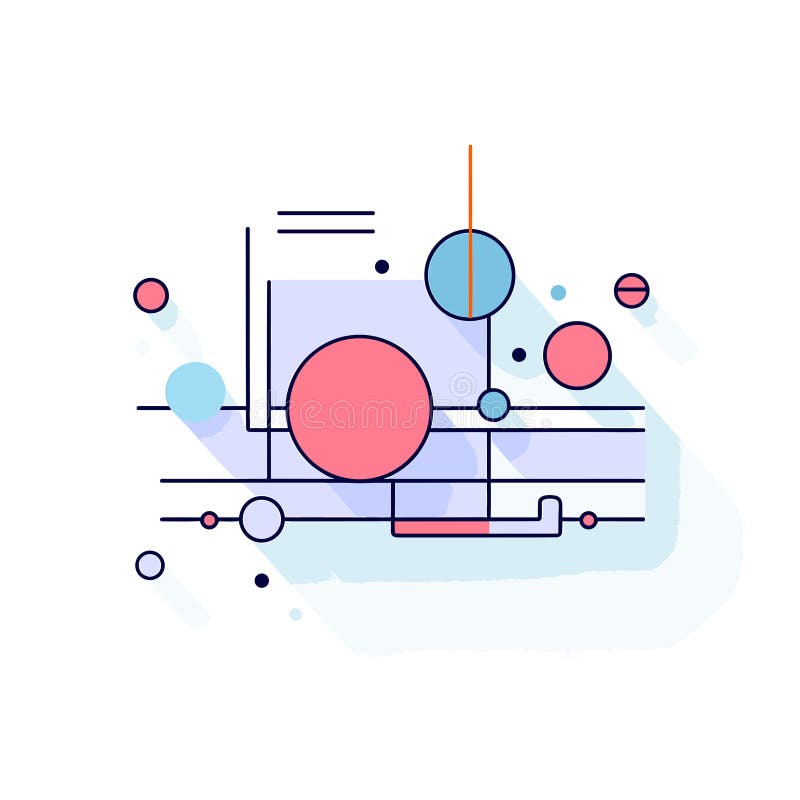 Vector abstract geometric shapes and lines on a colorful background stock illustration