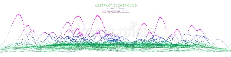 Abstract background color graph from wavy lines from color sphere in audio noise. Technology concept data grid. Big Data. Banner royalty free illustration