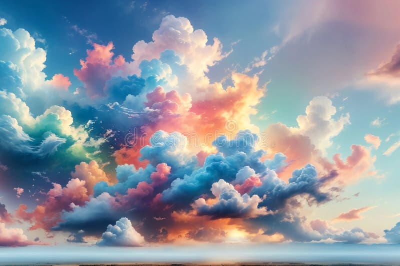 Abstract background of colorful clouds. AI generated