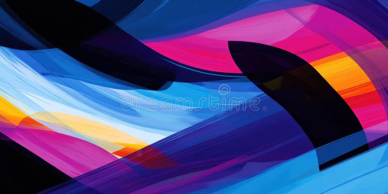 Abstract colorful modern vibrant blue pink art with dynamic brush strokes stock images