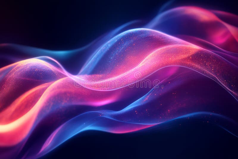 Abstract background with colorful waves of light and particles flowing in a dynamic and mesmerizing pattern royalty free illustration