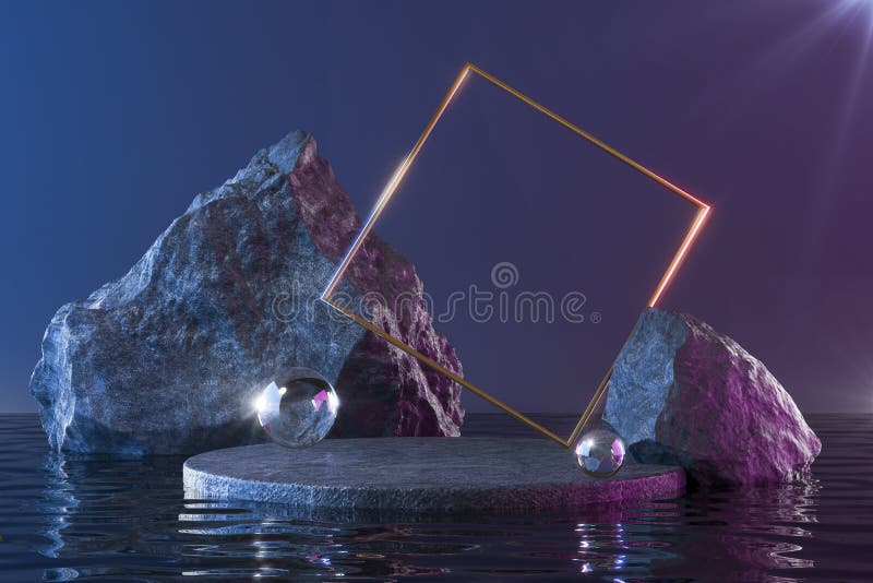 Abstract background for cosmetic product display, stone podium minimal background royalty free illustration