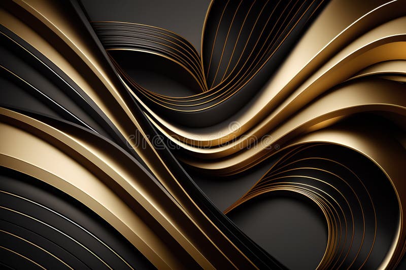 Abstract background. 3d rendering 3d illustration. Black and gold waves vector illustration
