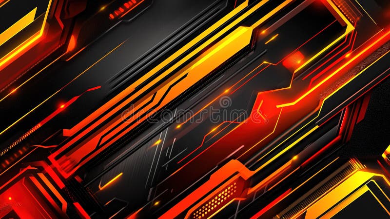 Abstract background design featuring vibrant red and yellow lines on black, creating a dynamic digital landscape vector illustration