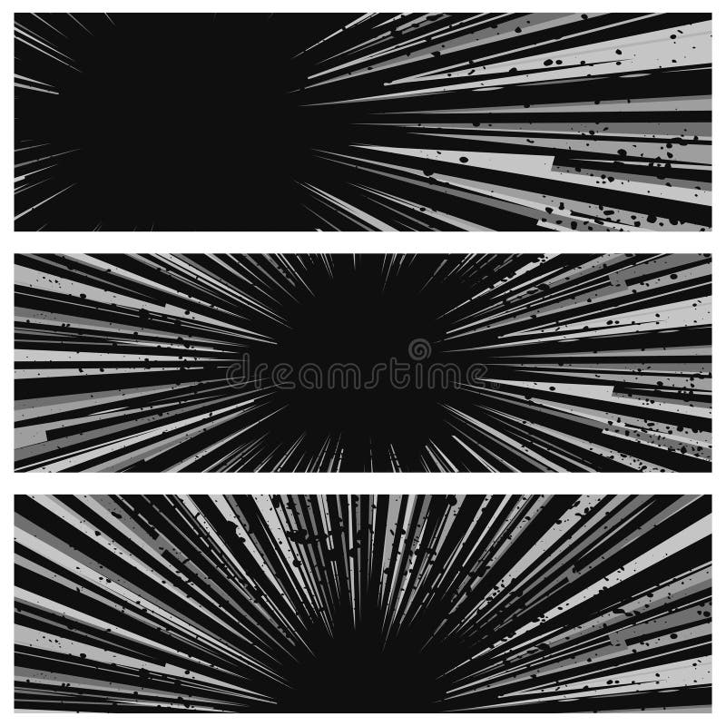 Banderole negre grunge cu explozie abstractă vector illustration