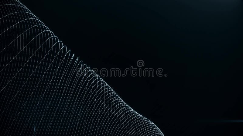 Abstract background with digital waves particles on waving stripes. Animation of seamless loopgood for youtube intro or vector illustration