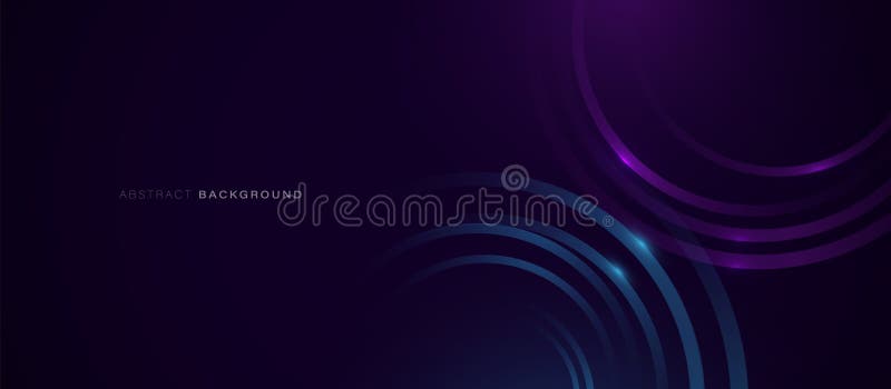 Abstract background with Double glowing circle geometric lines. Modern shiny blue and purple tech lines pattern. Futuristic stock illustration