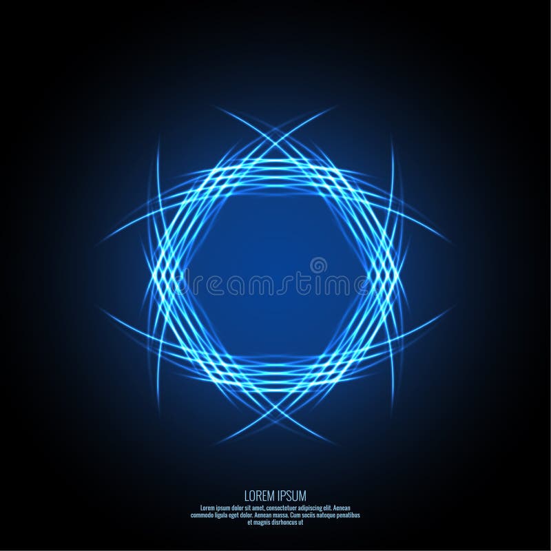 Abstract background with fiery fractal prominence. Intertwined flames in geometric shape. Fire circles. Vector