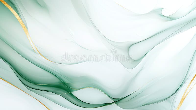 Abstract background with fluid green marble texture and golden accents creating serene and elegant atmosphere Perfect for design stock illustration