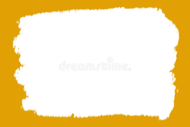 Abstract background frame orange ochre broad brush strip paint gouache white middle with jagged edges