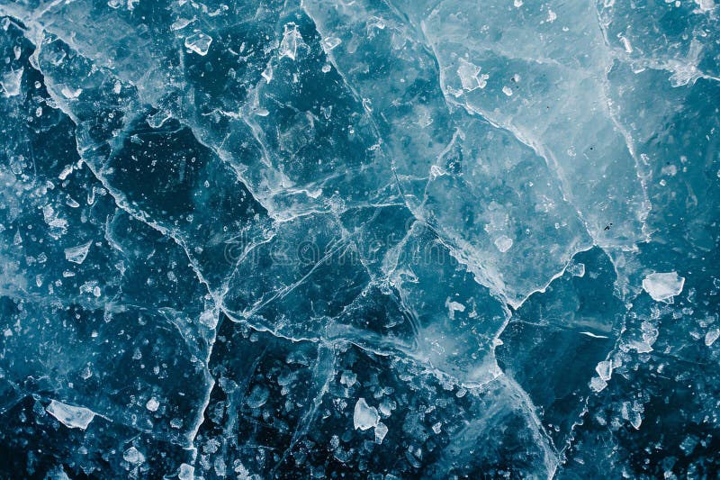 Abstract background frozen ice in cracks. Close-up of a blue glacier stock illustration