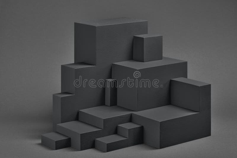Abstract background with geometrical figures. Set of rectangular parallelepipedes on a gray background. Abstract background with copy space and clipping path for design of advertising engineering draft web design