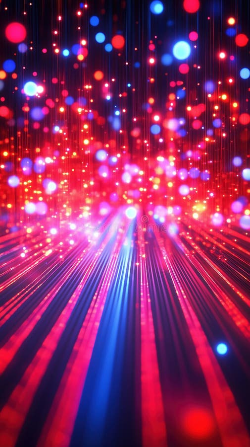 Abstract vertical background with dynamic glowing lines and particles moving upwards in red and blue stock images
