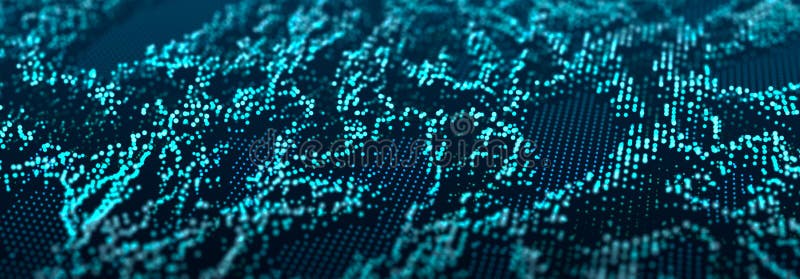 Abstract background of glowing particles. Big data digital background. 3D vector illustration