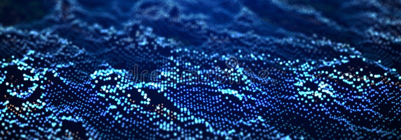Abstract background of glowing particles. Big data digital background. 3D royalty free illustration