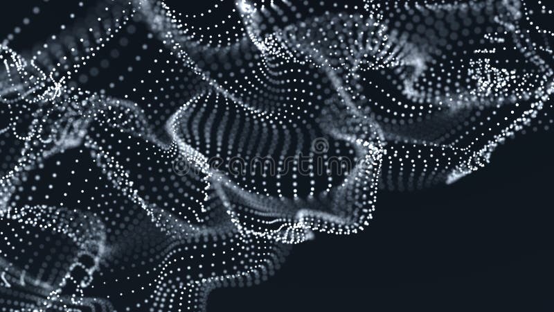Abstract background of glowing particles. Big data digital background. 3D royalty free illustration