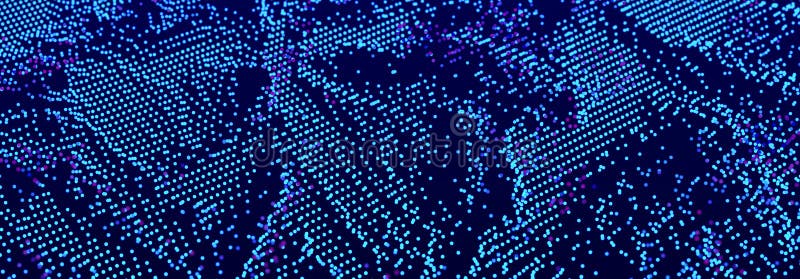 Abstract background of glowing particles. Big data digital background. 3D stock illustration