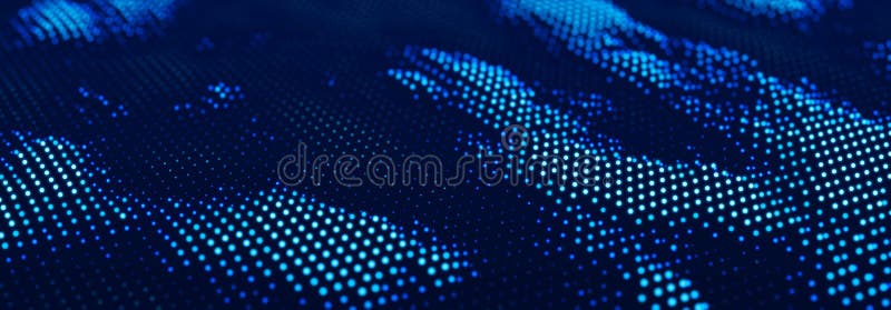 Abstract background of glowing particles. Big data digital background. 3D stock illustration