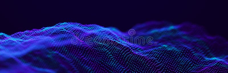 Abstract background of glowing particles. Big data digital background. 3D royalty free illustration