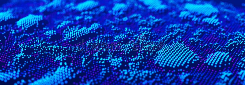 Abstract background of glowing particles. Big data digital background. 3D rendering. stock illustration