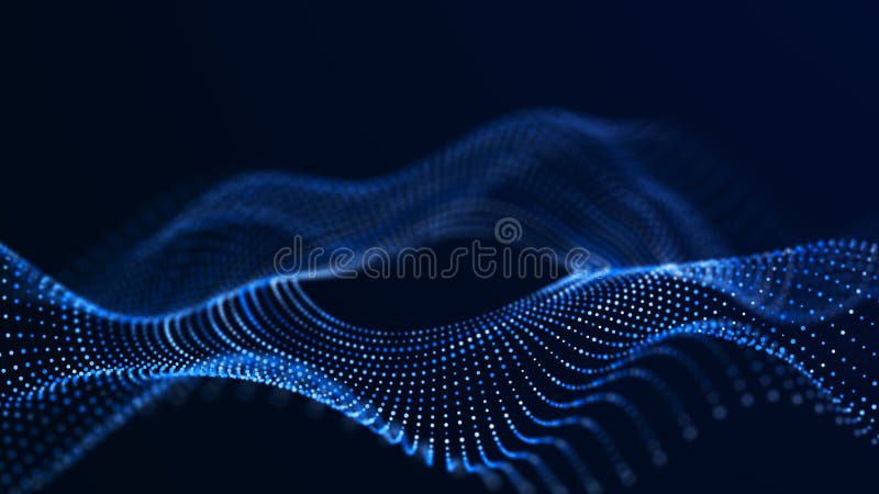 Abstract background of glowing particles. Big data digital background. 3D royalty free illustration