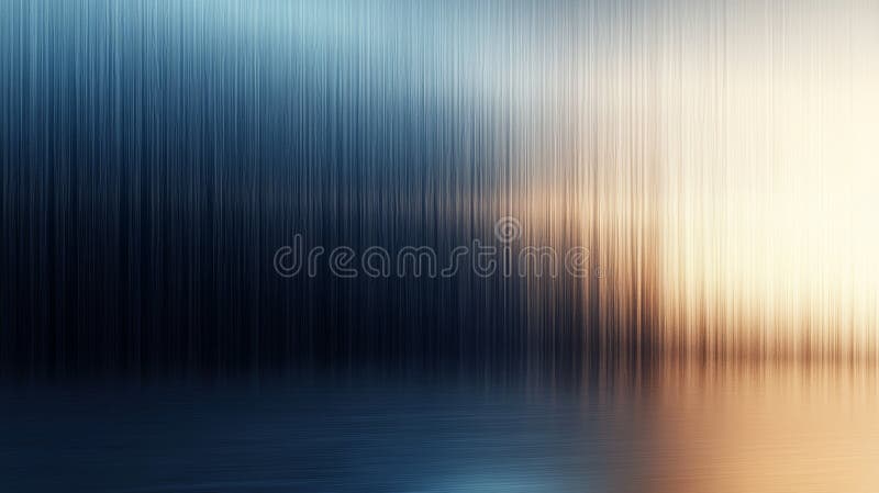 Abstract background, gradient metal texture, vertical line pattern, blue orange light reflection, smooth blur surface serene mood vector illustration