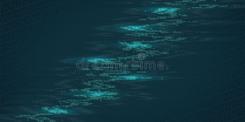 Abstract background green algorithm binary programming code. Concept digital data Technology. Vector Illustration stock illustration