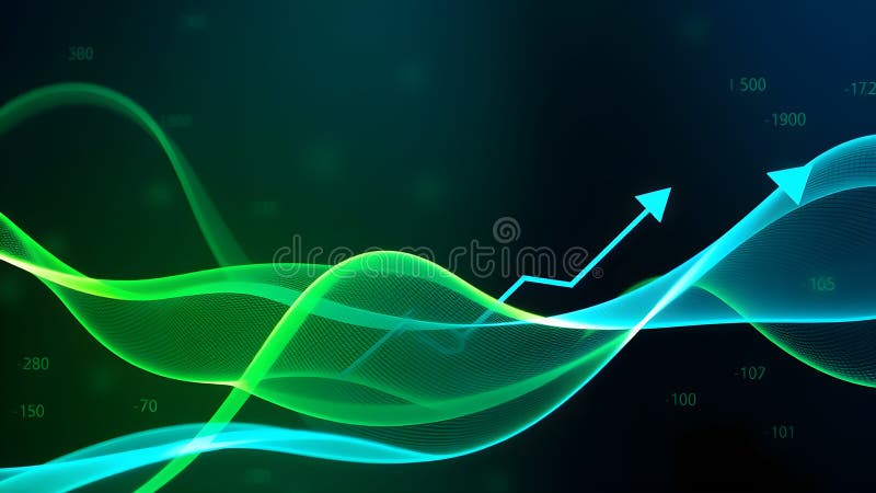 Abstract background with green and blue waves. Vector illustration for your design stock image