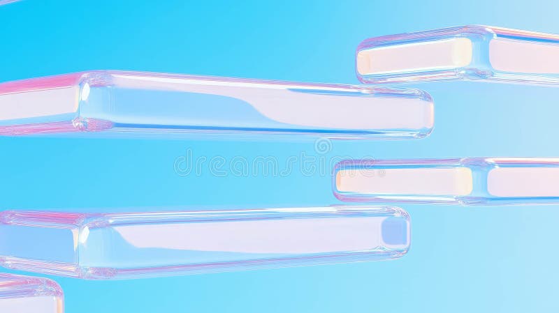 Abstract background with interconnected glass shapes on light blue vector illustration