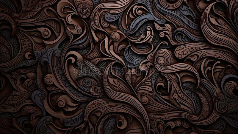 Abstract Background of intricate Patterns in dark brown Colors. Antique Wallpaper royalty free illustration