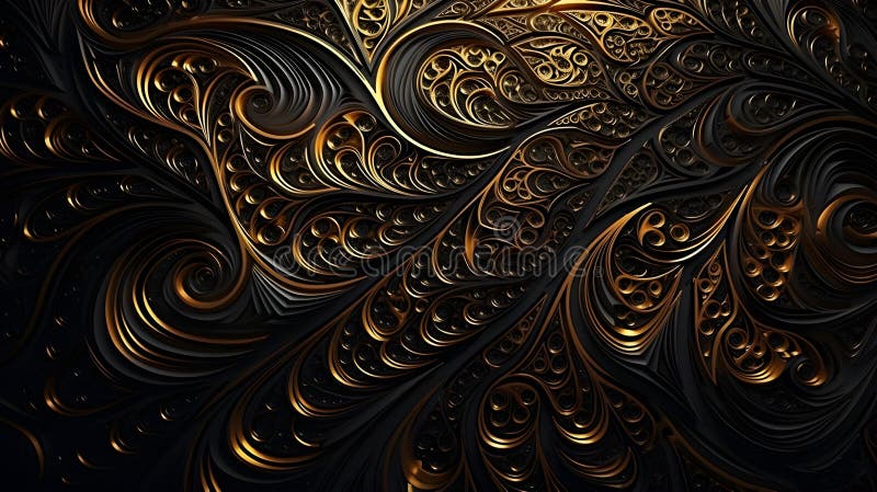 Abstract Background of intricate Patterns in dark gold Colors. Antique Wallpaper stock illustration