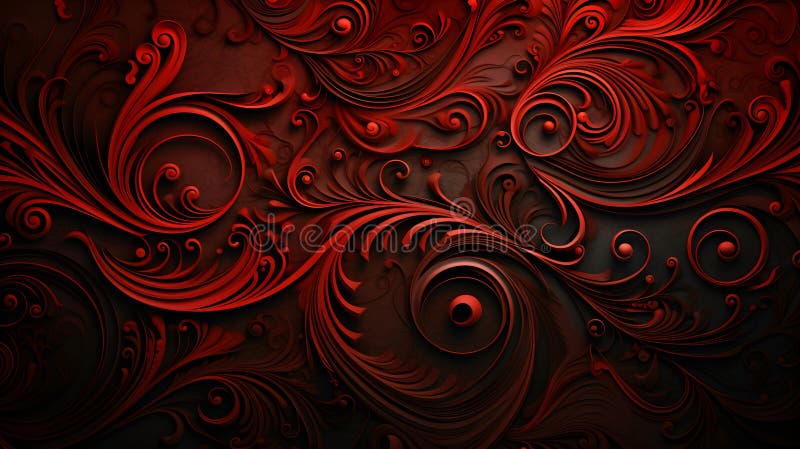Abstract Background of intricate Patterns in dark red Colors. Antique Wallpaper royalty free illustration