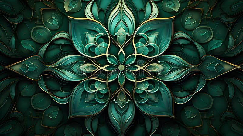Abstract Background of intricate Patterns in emerald Colors. Antique Wallpaper royalty free illustration