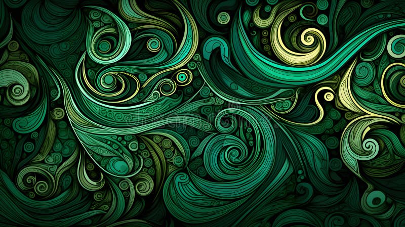 Abstract Background of intricate Patterns in emerald Colors. Antique Wallpaper vector illustration