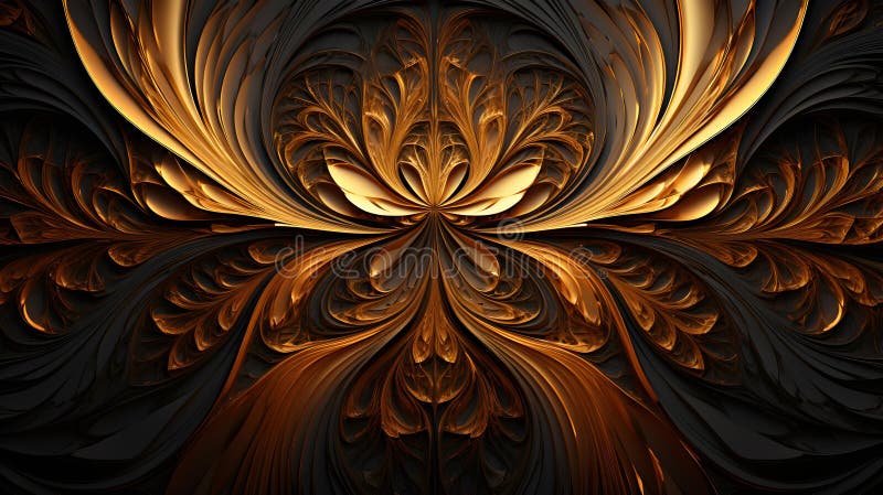 Abstract Background of intricate Patterns in gold Colors. Antique Wallpaper stock illustration