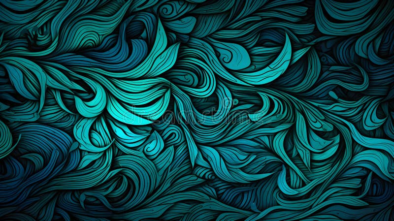 Abstract Background of intricate Patterns in turquoise Colors. Antique Wallpaper vector illustration